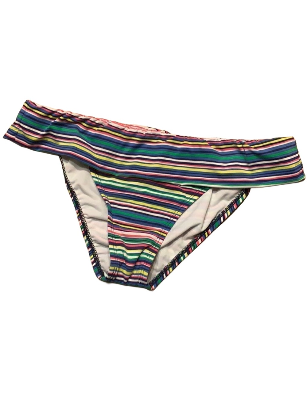 Multicolor Striped Bikini Bottom Ella Moss Pink Blue Green Preppy Size Medium